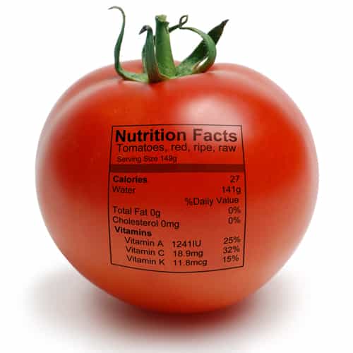Tomato with Nutritional Analysis Graphic